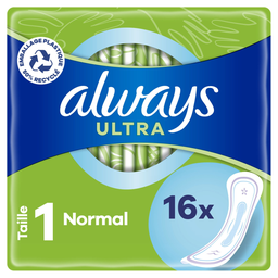 ALWAYS Compresa Higiénica Ultra Normal Talla 1, el paquete de 16 compresas higiénicas