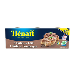 HENAFF Paté de hígado y de campaña, cocinados en Bretaña 3 x 78 g