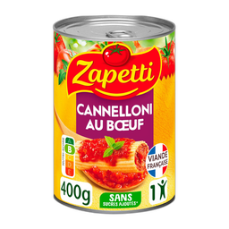 ZAPETTI Cannelloni pur bœuf français sauce napolitaine 1 personne 400g