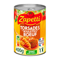 ZAPETTI Torsades aux boulettes de boeuf français 1 personne 400g