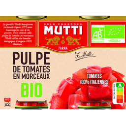 MUTTI Pulpe de tomates en morceaux bio en boîte 2x400g