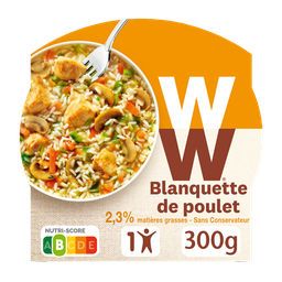 WW Blanquette de poulet, riz basmati et petits légumes, barquette micro-ondable - 300g