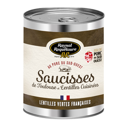 RAYNAL ET ROQUELAURE Salchichas de Toulouse y Lentejas con Cerdo del Suroeste 800 g