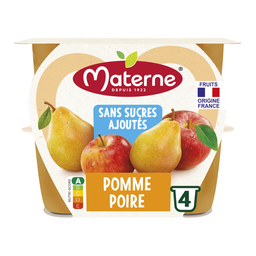 MATERNE Sobremesa de Fruta em Copos Sem Açúcares Adicionados Maçã Pera 4 x 100 g
