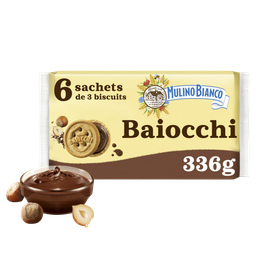 MULINO BIANCO Biscuits Baiocchi Snack Fourrés aux Noisettes et Cacao MULINO BIANCO