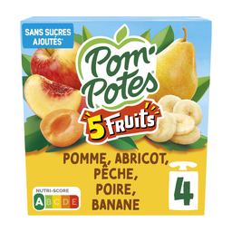 POM'POTES Compotes Gourdes 5 Fruits Jaunes 4x90g