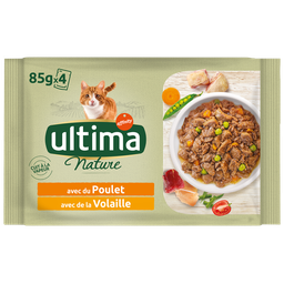 ULTIMA NATURE Sachets repas bouchées poulet volaille pour chat 4x85g