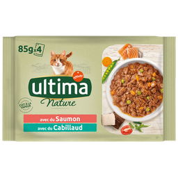 ULTIMA NATURE Bouchées pour chat au saumon et à la truite ULTIMA NATURE, 4X85g