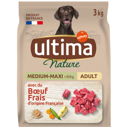 ULTIMA NATURE croquettes pour chien medium maxi bœuf le sac de 3kg