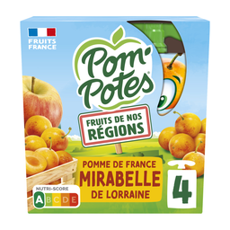 POM'POTES Compote Fruits de nos régions pomme mirabelle de Lorraine sans sucres ajoutés