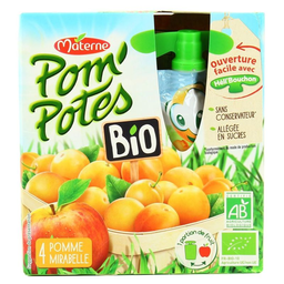 POM'POTES spécialité de pomme mirabelle allégée en sucres: les 4 gourdes 90g