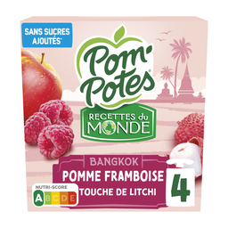 POM'POTES Compote Recette Bangkok pomme framboise litchi sans sucres ajoutés