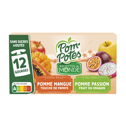 POM'POTES Dessert gourdes pomme mangue passion recettes Tropiques sans conservateur 12x90g