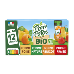 POM'POTES Gourdes compote bio multivariétés sans sucres ajoutés 12x90g