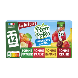 POM'POTES Compote Les Inédits pomme, cerise, banane, fraise
