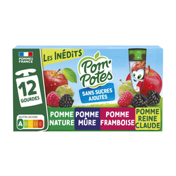 POM'POTES Gourdes compotes multivariétés Les Inédits 12x90g