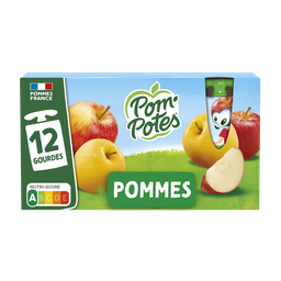 POM'POTES Gourdes pomme nature sans conservateur 12x90g
