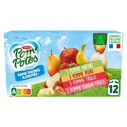 POM'POTES Gourdes compotes multivariétés sans sucres ajoutés 12x90g