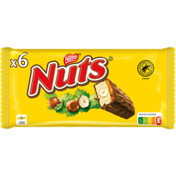 NUTS Milk Chocolate and Hazelnut Bars 6x42g