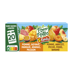 POM'POTES Dessert fruitier Gourdes 5 Fruits Jaunes & Exotiques 20x90g