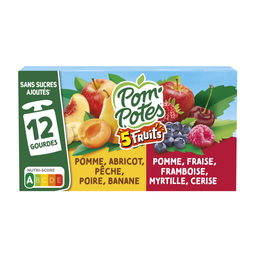 POM'POTES Gourdes compotes de 5 fruits rouges et jaunes 12x90g