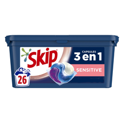 SKIP Lessive Capsule Sensitive 3En1, caja de 26 cápsulas
