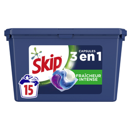 SKIP Detergente en Cápsulas Frescura Intensa 3En1, caja de 15 cápsulas