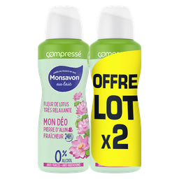 MONSAVON Déodorant spray compressé Pierre d'alun Fleur de lotus