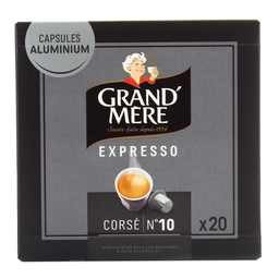 GRAND'MERE Café cápsulas Compatíveis Nespresso Espresso Corsé n°10, caixa de 20 cápsulas