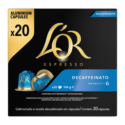 L'OR ESPRESSO Capsules de café decaffeinato intensité 6 compatibles Nespresso 20 capsules 104g
