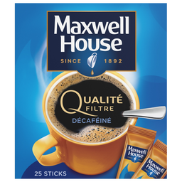 MAXWELL HOUSE Qualite filtre decafeine café soluble sticks X25 45 g