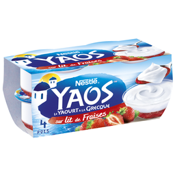 YAOS Yaourt à la grecque nature sur lit de fraises les 125 g