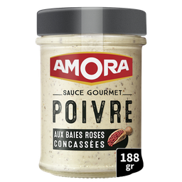 AMORA Salsa gourmet de pimienta con bayas rosas trituradas 180 g