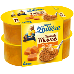 LA LAITIERE Caramel Mousse Secret de mousse 4 pots de 59 g