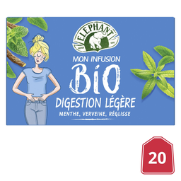 ELEPHANT Infusão bem-estar digestão ligeira Bio, caixa de 20 saquetas