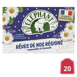 ELEPHANT Infusão Rêve de Nos Régions Camomila e Lavanda, caixa de 20 saquetas
