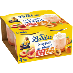 LA LAITIERE Liégeois Yogurt Peach Apricot 4 pots of 100 g