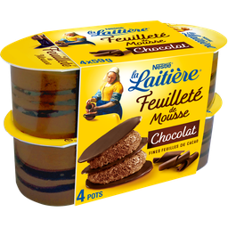 LA LAITIERE Chocolate mousse with thin cocoa flakes 4x57g
