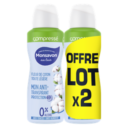 MONSAVON Déodorant spray compressé Anti-transpirant Fleur de Coton