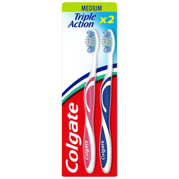 COLGATE Escova de dentes Triple Action média, pacote de 2