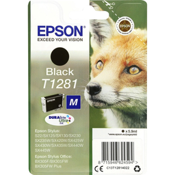 EPSON Cartucho de tinta T1281, negro, Zorro, 5,9 ml