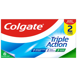 COLGATE Pasta de Dentes Triple Action Menta Original 2 tubos de 75 ml