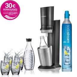 SODASTREAM Máquina de água com gás Crystal preta, la machine + 2 carafes + 4 verres