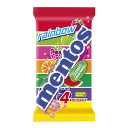 MENTOS Rebuçados tenros drageados rainbow 4 rolos 150 g