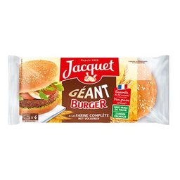 JACQUET Pan Hamburguesa Integral Gigante X4 330g
