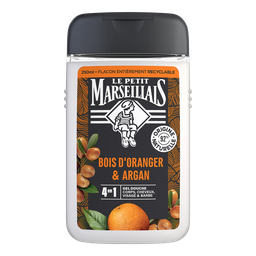 Le Petit Marseillais Gel Douche Homme 4 En 1 Bois D'Oranger Et Argan 250Ml