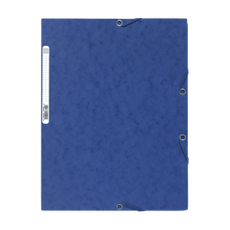 EXACOMPTA Carpeta de 3 solapas con elásticos 24x32 cm cartón lustrado azul