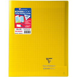 CLAIREFONTAINE Cahier piqure 24x32 48p grands carreaux jaune - KOVERBOOK