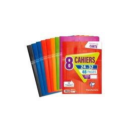 CLAIREFONTAINE Cahier 24x32cm Grands carreaux 48 pages - le lot de 8 cahiers