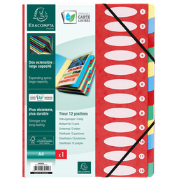 EXACOMPTA Clasificador de fuelle 12 posiciones 24,5x31,5 cm, rojo